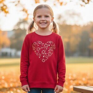 Cat & Jack Red Heart Star Long Sleeve Top Girls M (7/8)